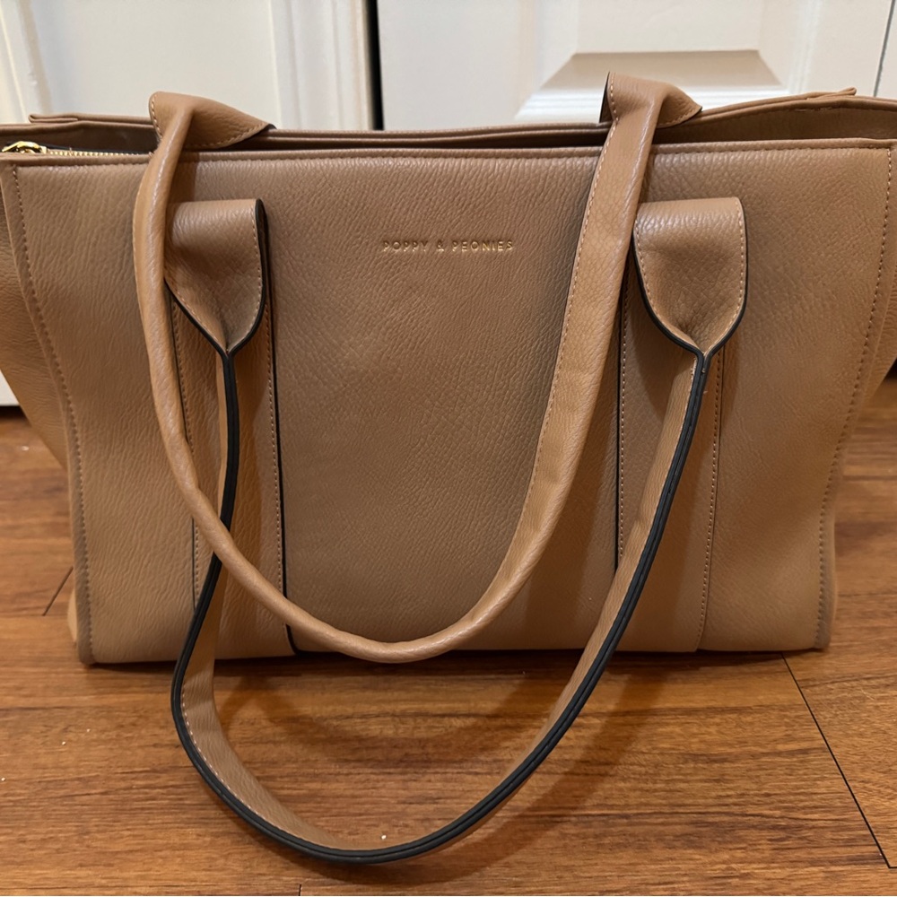 Poppy & Peonies Classic Brown Tote